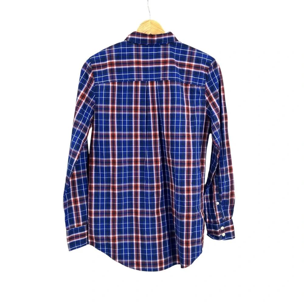 J Crew Womens Blue Red White Plaid Button‎ Up Shirt XS Long Sleeve Cotton